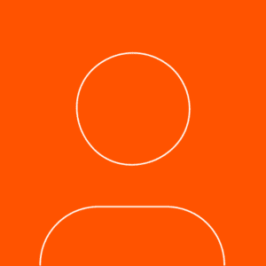 Orange background with a white outline of a person