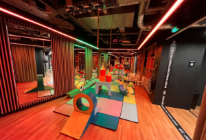 soft play set up inside a gym